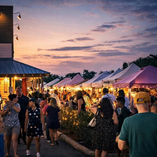 Looking for things to do in League City? The Sunset Bazaar Has 60+ Makers, Live Music & Food Trucks